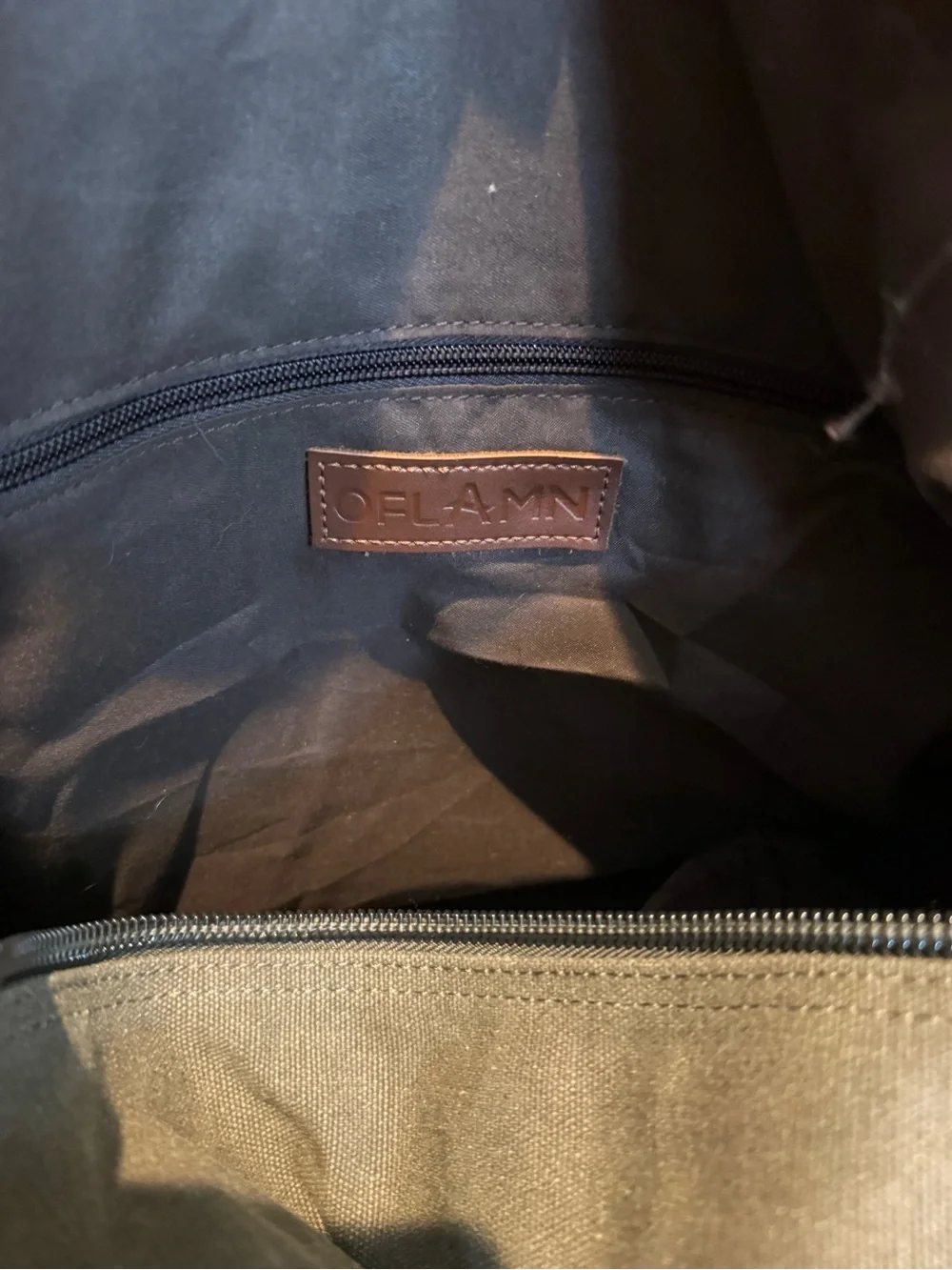 Canvas Weekender Duffel Bag in Olive with Brown Trim